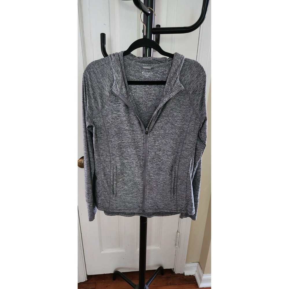Athleta Full Zip Hoodie Sweatshirt Zip Pockets Women's Size M Gray